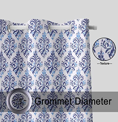 Image of HOMEMONDE 9 Feet Long Cotton Curtains Ikkat Printed Home Decoration Drapes for Bedroom, Blue Ikkat, Pack of 2, Grommets