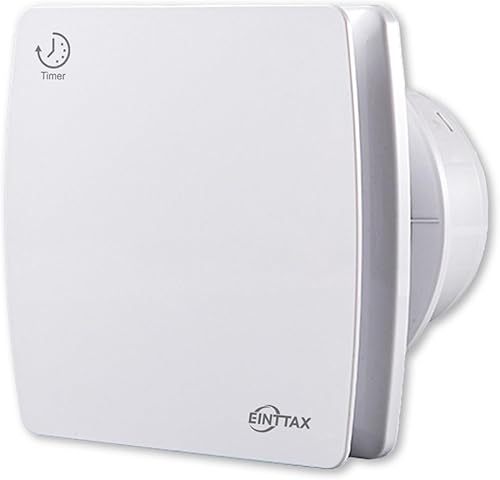 Extractor de 4 pulgadas, ventilador de escape de baño de montaje en pared de 56 CFM con temporizador y amortiguador de corrientes, ventilador de
