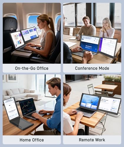 Image of Laptop Screen Extender, 14 inch FHD 1080P IPS Portable Monitor for 13 inch - 17 inch Laptops, Plug & Play Screen Extender, Auto Adjust Width Dual Monitor, Compatible with Mac /Wins /Dex /Chrome