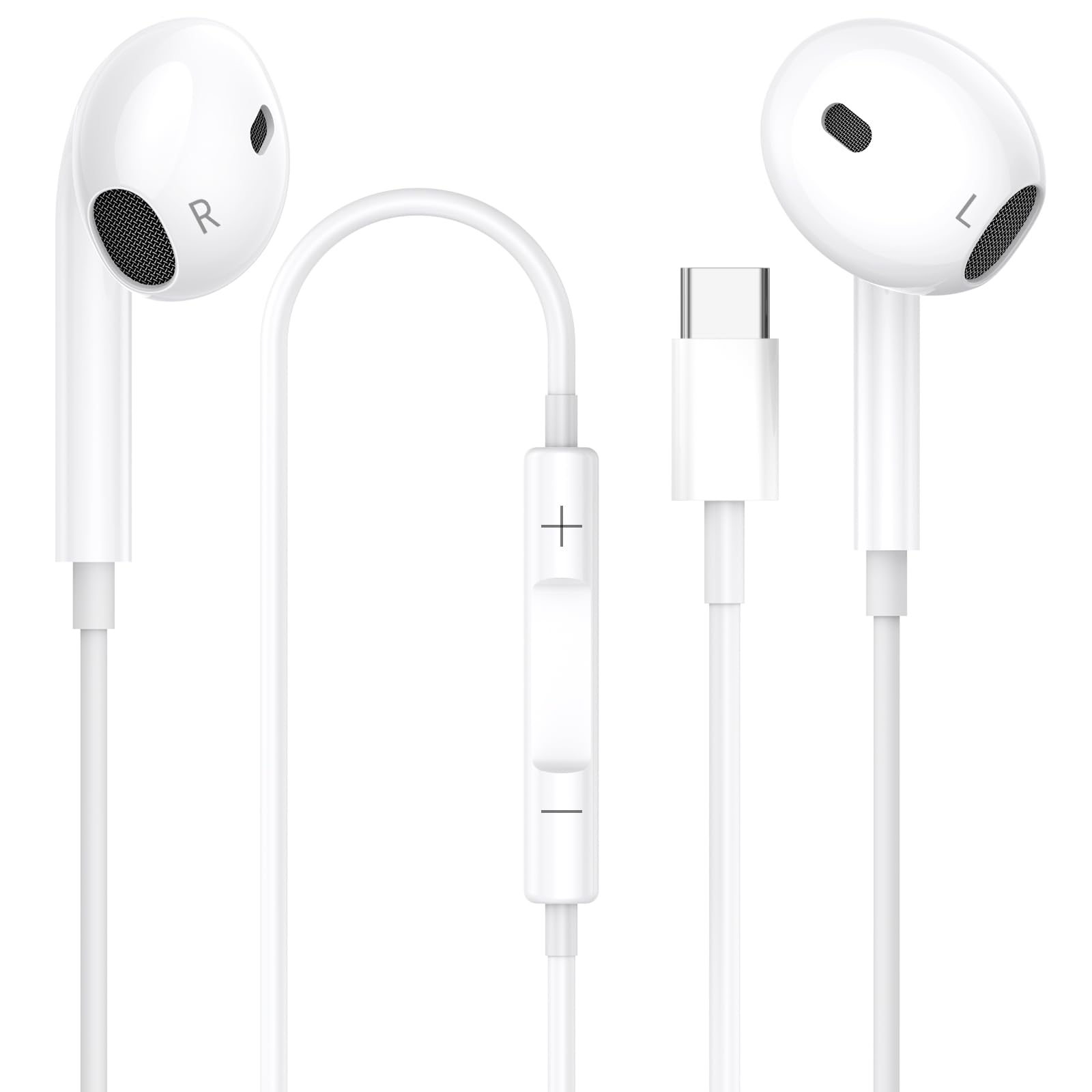Kopfhörer mit Kabel USB C für Samsung Galaxy S25 Ultra S24 FE S23 S22 S21 A17 5G A16 A15 A56 A55 A36, In-Ear Kopfhörer Type C mit Mikrofon für iPhone 17 Air 16 15 Pro, Google Pixel 8 7 6A 5 4.