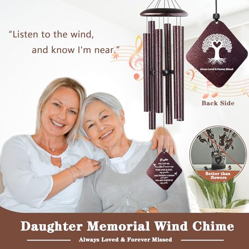 Image of 32 inch Sympathy Wind Chimes For Loss Of Daughter - Memorial Gift In Memory Of A Loved One - Bronze Finish