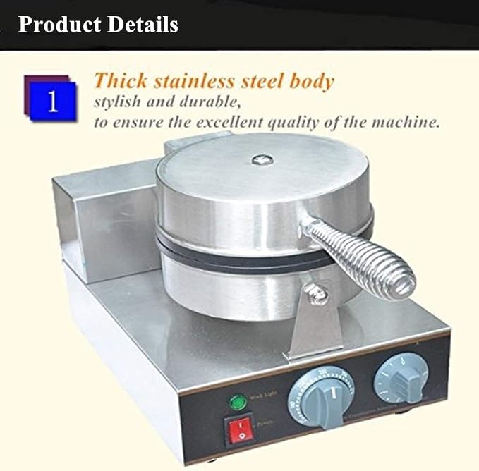 Máquina Para Hacer Gofres Redondos: Comercial Para Belgas De 2 Piezas Con Control Temperatura Y Tiempo