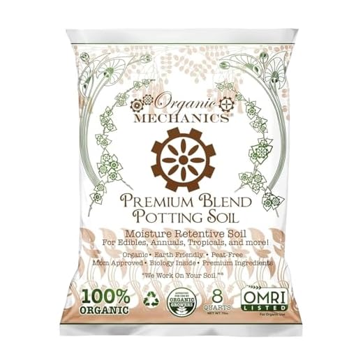 Organic Mechanics Premium Blend Potting Soil, 8 qt - Moisture-Retentive, Peat-Free, Compost - Enriched Mix with Worm Castings & Perlite for Houseplants, Annuals, Veggies & Tropical Plants
