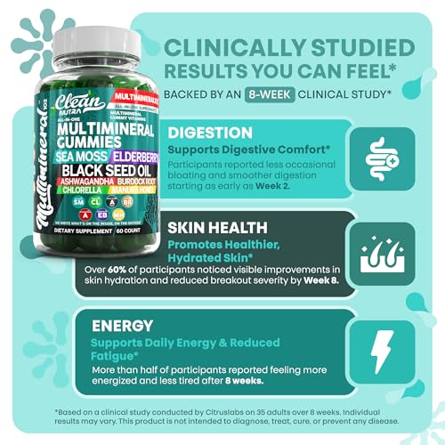 Sea Moss Gummies | Clinically Tested - Black Seed Oil Ashwagandha Elderberry Burdock Root Chlorella Manuka Honey - Vegan Irish Sea Moss Gummy Vitamins for Adults Kids Men Women - Green Apple Flavor - Image 6