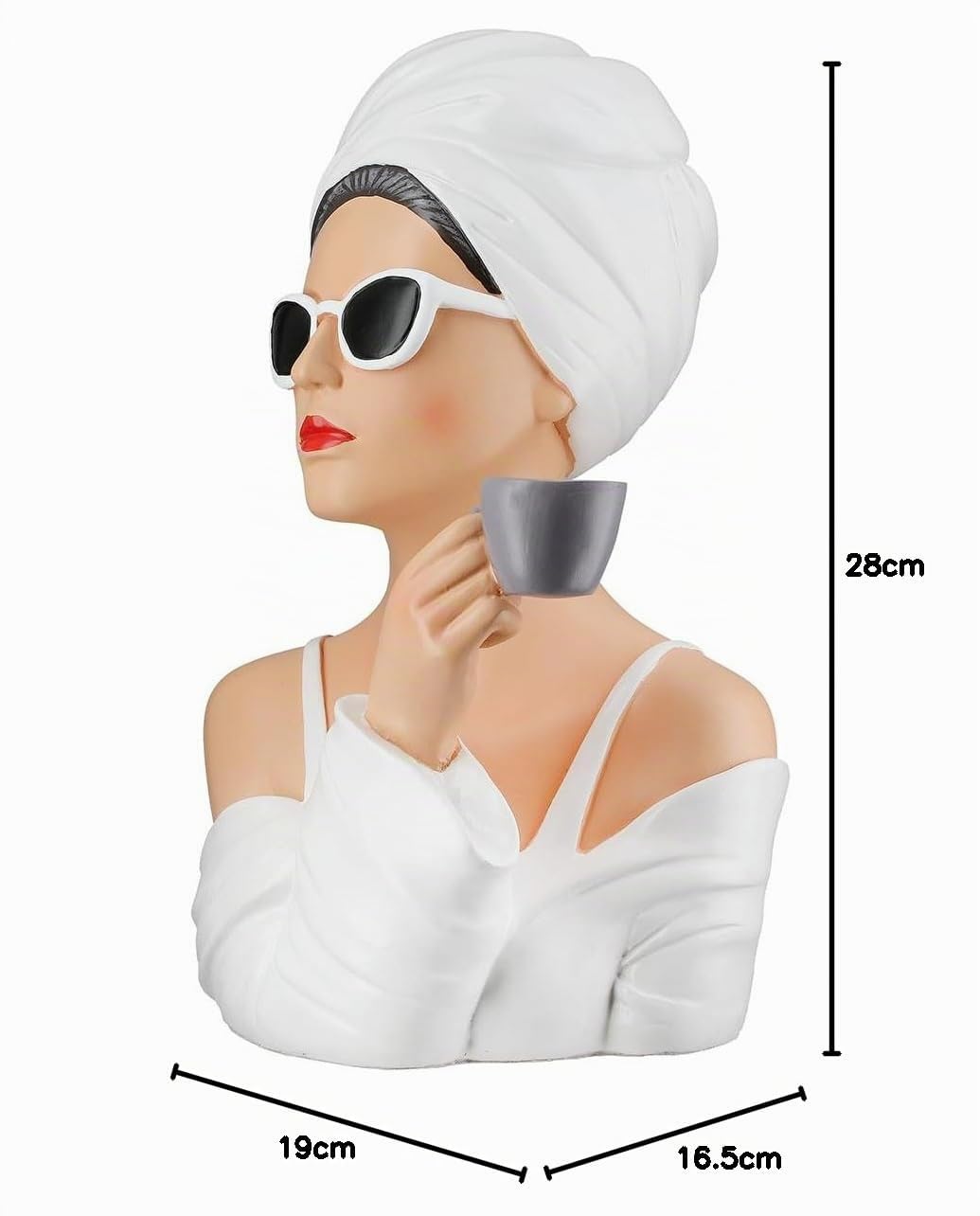 GILDE Dekofigur Frau Lady Audrey Kunstharz weiß 28 cm