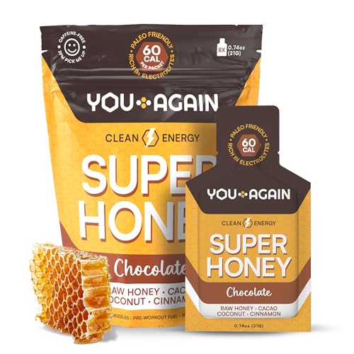 You Again Super Honey Chocolate Packets | Workout Clean Energy Gel Packs | Cycling, Endurance, Running Gel or Energy Snack | Paleo & Carnivore Snack | Gluten-Free | Made in USA | 8 Count