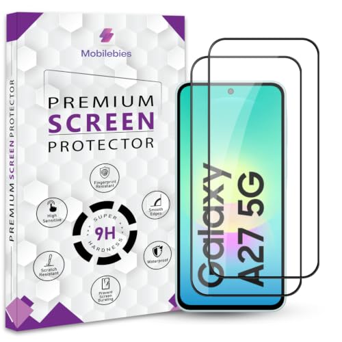 Image of Premium Tempered Glass Screen Protector Guard For Samsung A27 (6.7 Inch, Pack of 2) | Edge to Edge Coverage With Easy to installation kit