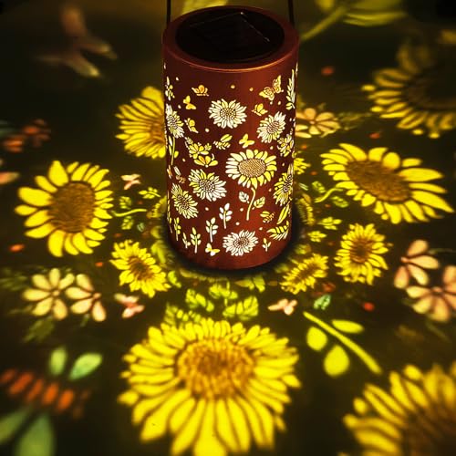 Sunflower Solar Lantern Outdoor Waterproof - Birthday Gifts for Women Mom Grandma Mothers Day Gifts Solar Lights Outdoor Garden Decor for Outside