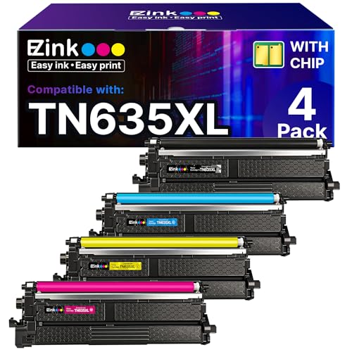 E-Z Ink TN635XL Toner Cartridge with MFC-L8930CDW Compatible for Brother TN635XL TN635 TN 635XL TN-635XL High Yield to Use with MFC-L8730CDW HL-L8430CDW MFC-L8970CDW EX575 Printer (4 Pack, w