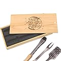 Sun and Moon Unity Engraved BBQ Tools Set: Premium Stainless Steel Spatula, Tongs & Fork, Ideal Gift for Balance & Harmony Lovers, Beautiful Box with Interwoven Design