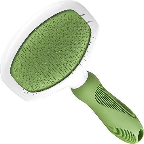 Cat Brush for Removes Loose Hair and Knots - Dog Brush for Removing Matted Fur - Grooming Tool with Bent Wire Bristles and Ergonomic Grip Handle - Best Pet Slicker Brush for Home Grooming Kit - Ebook