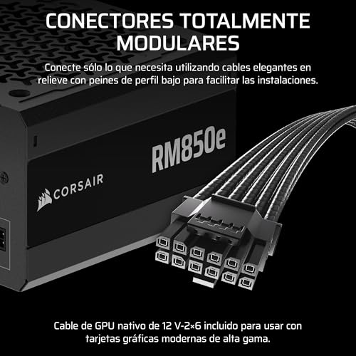 Image of Corsair RM850e (2025) Fully Modular Low-Noise ATX Power Supply with 12V-2x6 Cable - ATX 3.1 & PCIe 5.1 Compliant, Cybenetics Gold Efficiency, 105C-Rated Capacitors - Black (Renewed)