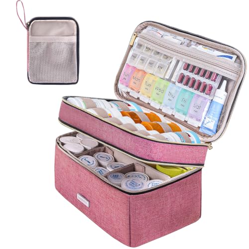 Image of Lexeeco Travel Medicine Pill Bottle Organizer Bag with Portable Small Pouch