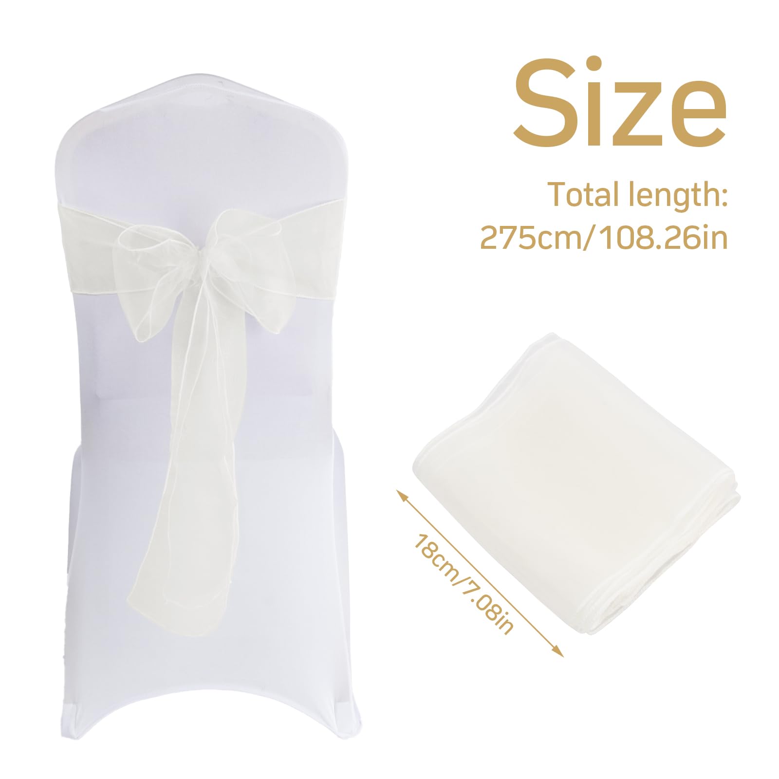 10 Fiocchi Per Sedia In Organza – Fascia Decorativa Da 275 Cm Per Matrimoni, Feste, Anniversari (Bianco)