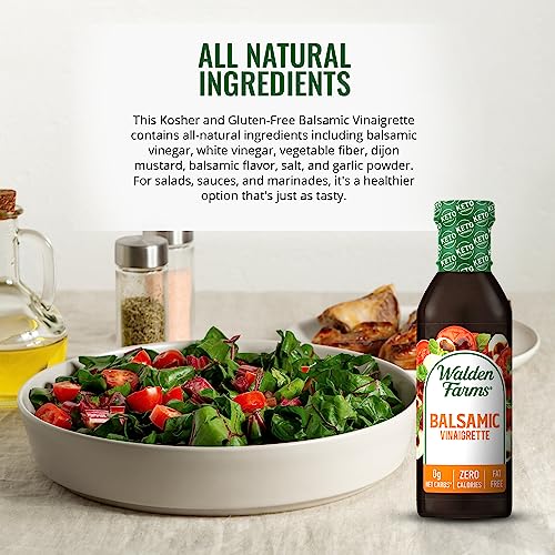 Walden Farms Balsamic Vinaigrette Dressing 12 oz Bottle - Fresh and Delicious, 0g Net Carbs Condiment, Kosher Certified - So Tasty on Salads, Pizza, Vegetables, Marinades, Cocktails and More - Thumbnail 5