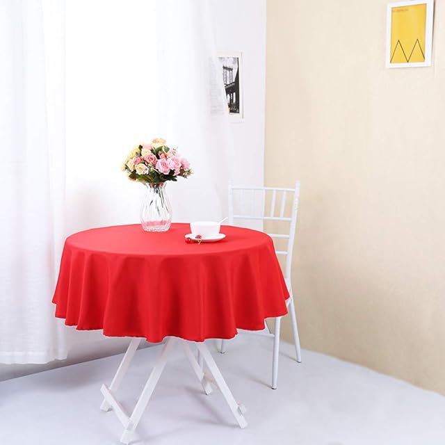 Zdada Red Round Polyester Tablecloth - 50inch Banquet Restaurant Table Cloth/Cover