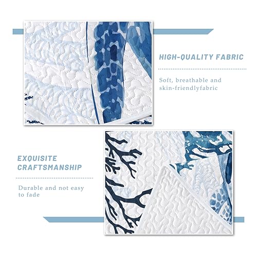 weesire Nautische Strand-Tagesdecke, Marineblau, Ozeanküste, Sommer-Bettwäsche-Set für alle Jahreszeiten… – Ansicht 6