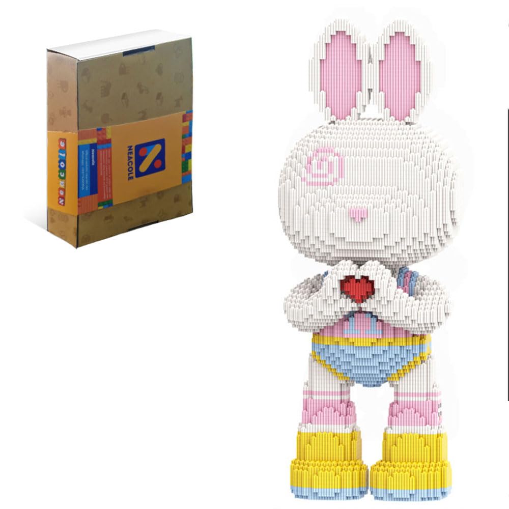 Neacole Rabbit Building Blocks (8000PCS) 55CM Building Bricks, Micro 3D Animal Building Blocks for Adults & Kids,Home & Office Decor, Birthday & Valentine's Day Gifts (Love Rabbit)