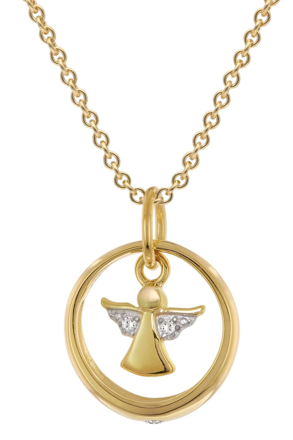 trendor Kinderschmuck Taufring Mit Engel Gold 333 An Vergoldeter Kette