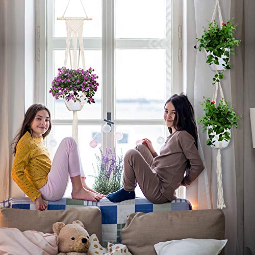 Macrame Plant Hanger Indoor Outdoor Hanging Plant Holders Long Large Plant Hangers Handmade Cotton Rope Planters With 5Pcs Ceiling And S Hooks For Small Plants Flowers Pots Boho Home Decor Set Of 5 #TOP5