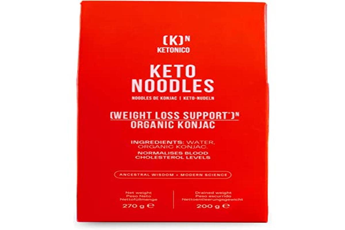 KETONICO Konjac Keto Sin Gluten, Sin Lactosa, Sin Soja, Sin OMG, Certificado Keto 1.2g Carbohidratos por Plato, Noodles