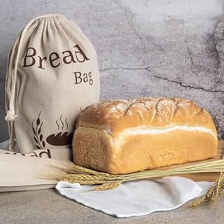 2 Pack New Living Natural Linen Bread Bag | Organic Blend | 2 x Reusable Bread Bags | Food Storage Bag | Bread Storage Bags | 38x30 cm | Eco Bread Bag