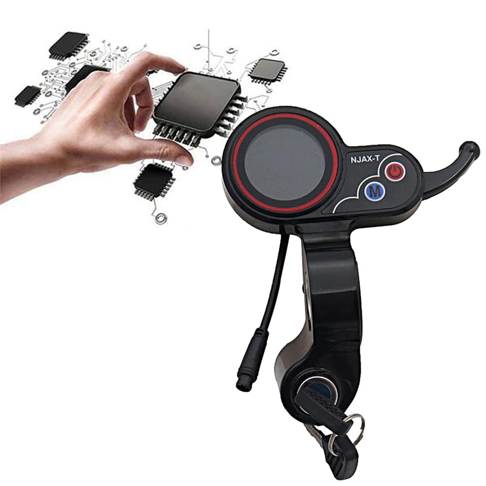 1 compteur d'accélérateur LCD avec interrupteur à clé, vitesse réglable, accélérateur noir, 6 broches pour scooter électrique NJAX-T