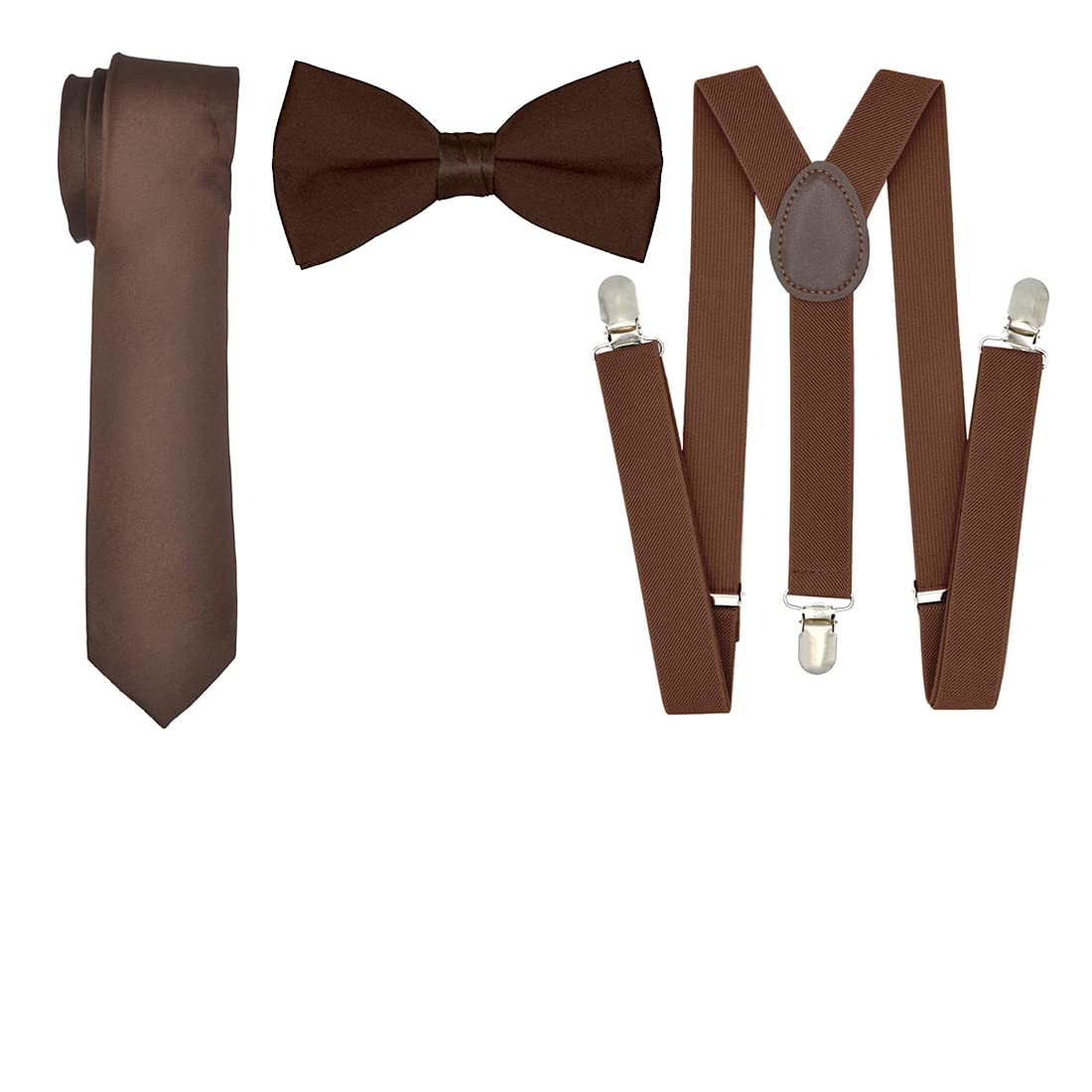 Unisex Y-Shape Adjustable Suspenders with Bow Tie – Stylish Enamel Clip-On Braces for Men & Women, Perfect for Party Look (Brown, Free Size)-image-6