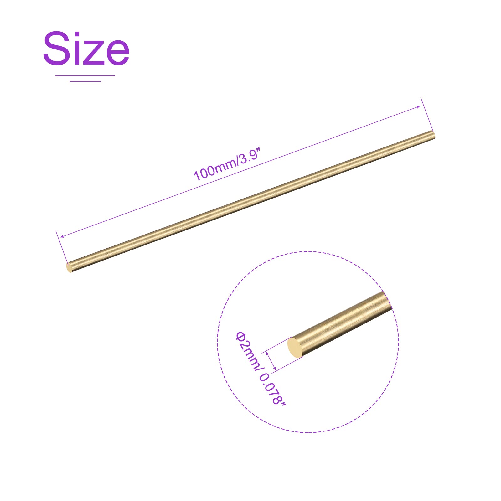 21 Aste Ottone 2x100mm | Barre Tonde Per Fai Da Te E Modellismo - Foto 3