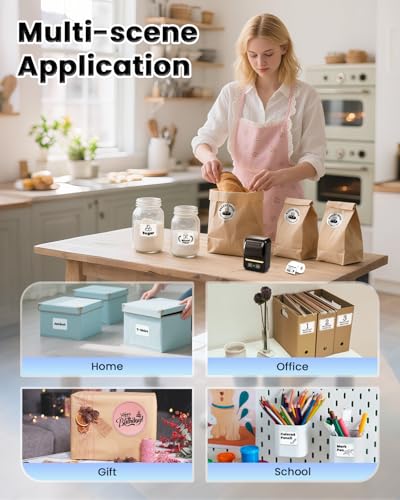 Label Makers, Label Maker Machine with Tape, Bluetooth Label Maker, Portable Thermal 2 Inch Label Printer for Small Business, Barcode, Address, Logo, Clothing, Sticker Printer for Phones & PC - Image 5