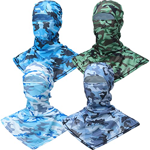 Geyoga 4 Piece Balaclava Face Covering Summer Balaclava Sun Protection Long Neck Cover for Men Women (Camouflage Style), Vivid Color, 55-60 cm/ 22-24 inches