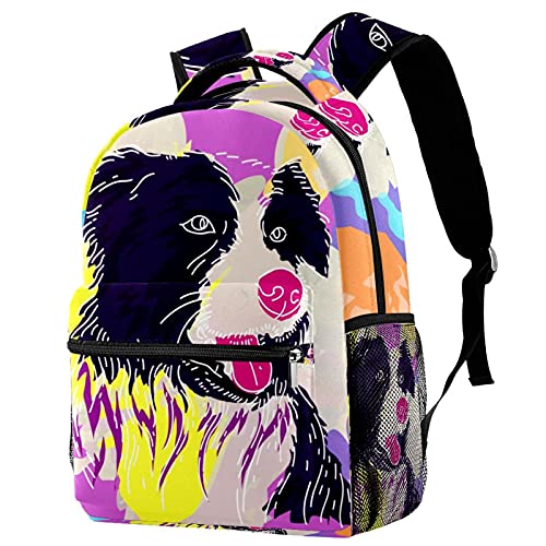 Sac à dos de voyage rose pour sortie scolaire et vacances avec motif chien