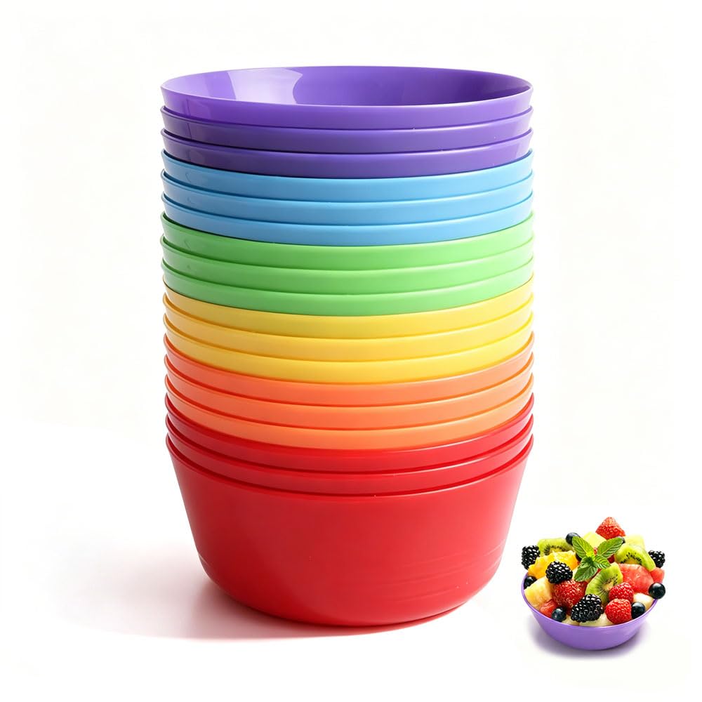 18 Ciotole Cucina Plastica,Ciotole Insalata,Bowl Colazione Colorata,Ciotoles per Zuppa Riutilizzabili,Scodella per Insalata Infrangibili,Cereali Piccola Ciotoles Macedonia per Patatine Festa