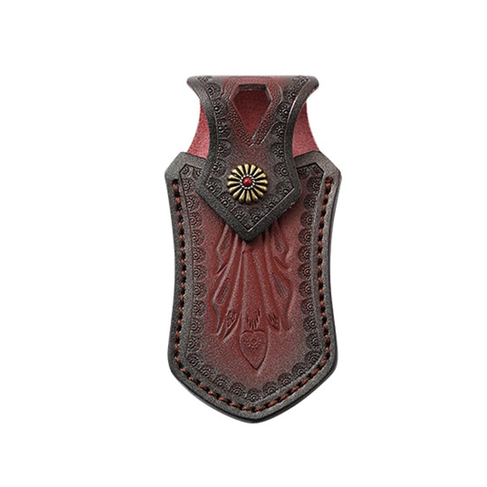 Mioyoow Top-Grain Leather Knife Sheath, Leather Snap Pocket Knife Holster With Belt Hanging Hole & Snap Closure For 4.5" Folding Knife (Without Knife)