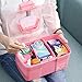 Kinsorcai 11'' Plastic Storage Box with Removable Tray, Multipurpose Organizer and Storage Case for Art Craft and Cosmetic (Pink)