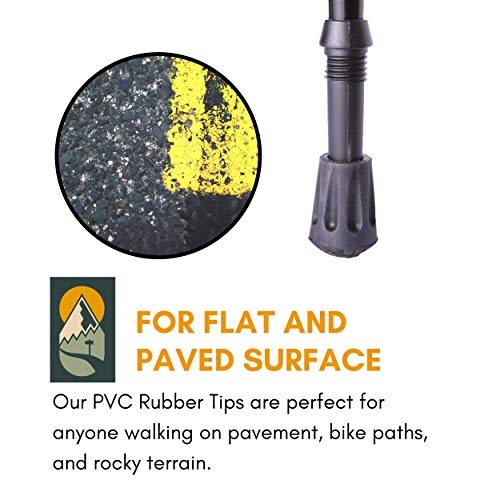 Hiker Hunger Extra Durable PVC Rubber Tip: Trekking, Hiking, and Snowshoe Poles Accessories & Replacements Fits Most Walking Poles (6 PVC Pack Rubber Tips) - USA Based Brand