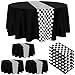 Oudain Cars Birthday Party Supplies Racing Party Decorations Round Racing Tablecloth Checkered Flag Table Covers Road Plastic Table Cloth, 1950s Disco Dancing Party Tablecloth (Black,6 Pcs)