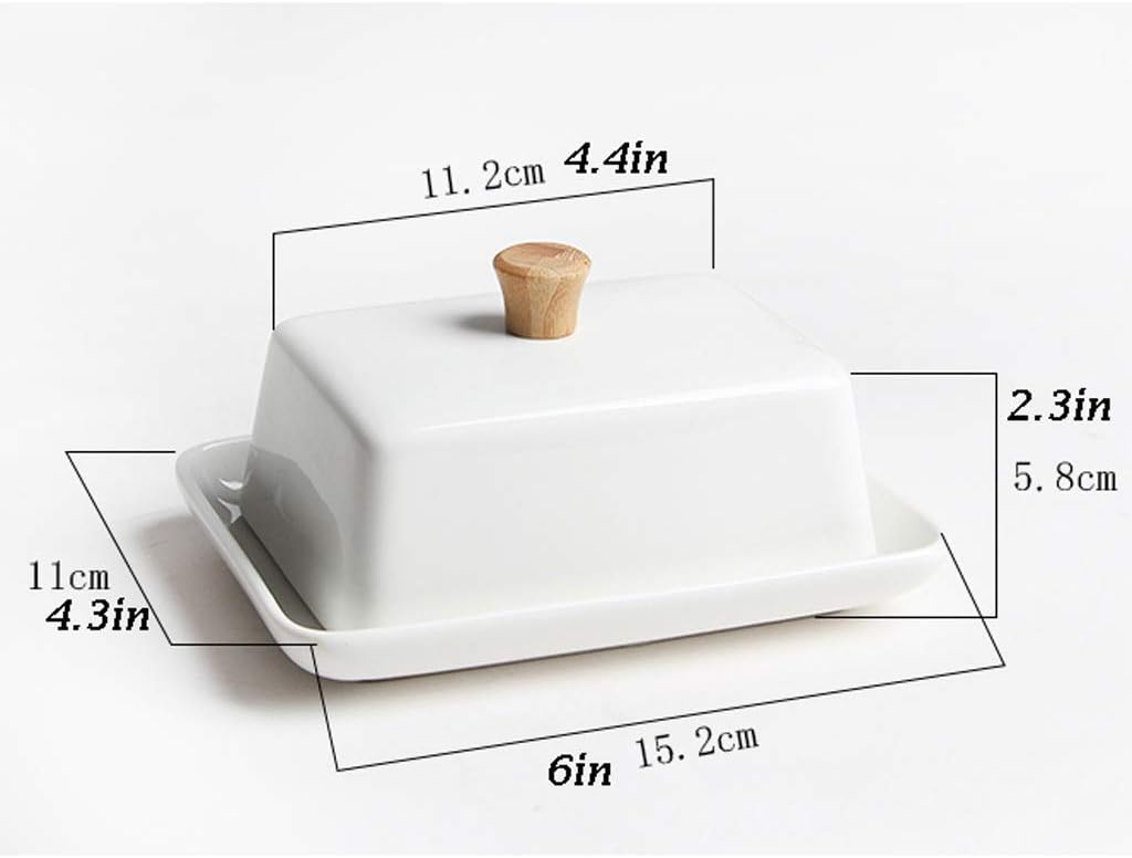 Butter Container Pure White Ceramic Sushi Small Dish Fruit Plate with Lid Fine Dishes Delicate Dish Paste Dish Butter Dish for All Types of Butter