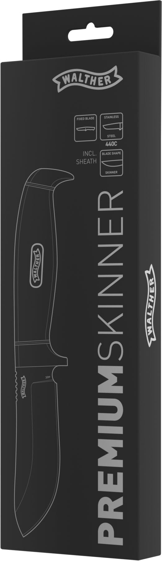 Walther Taschenmesser Premium Skinner, feststehendes Jagd Messer, 440C Stahl, ideal für Outdoor Aktivitäten