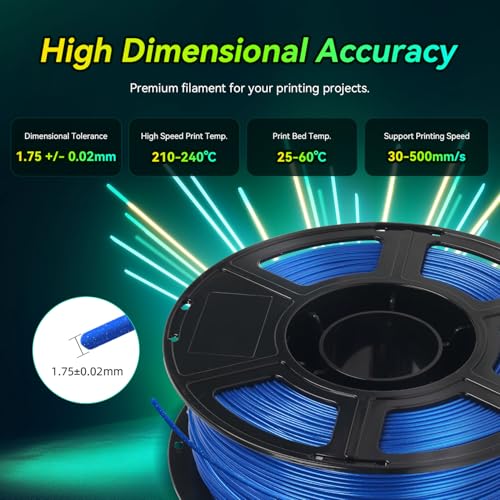 Image of FLASHFORGE Xmas Series Rapid PLA Filament Aurora Blue, High Flow Speedy 3D Printer Filament Max 500mm /s High-Speed Printing, Radiated Unparalleled Brilliance, Twinkling and Ultra-Smooth Finish