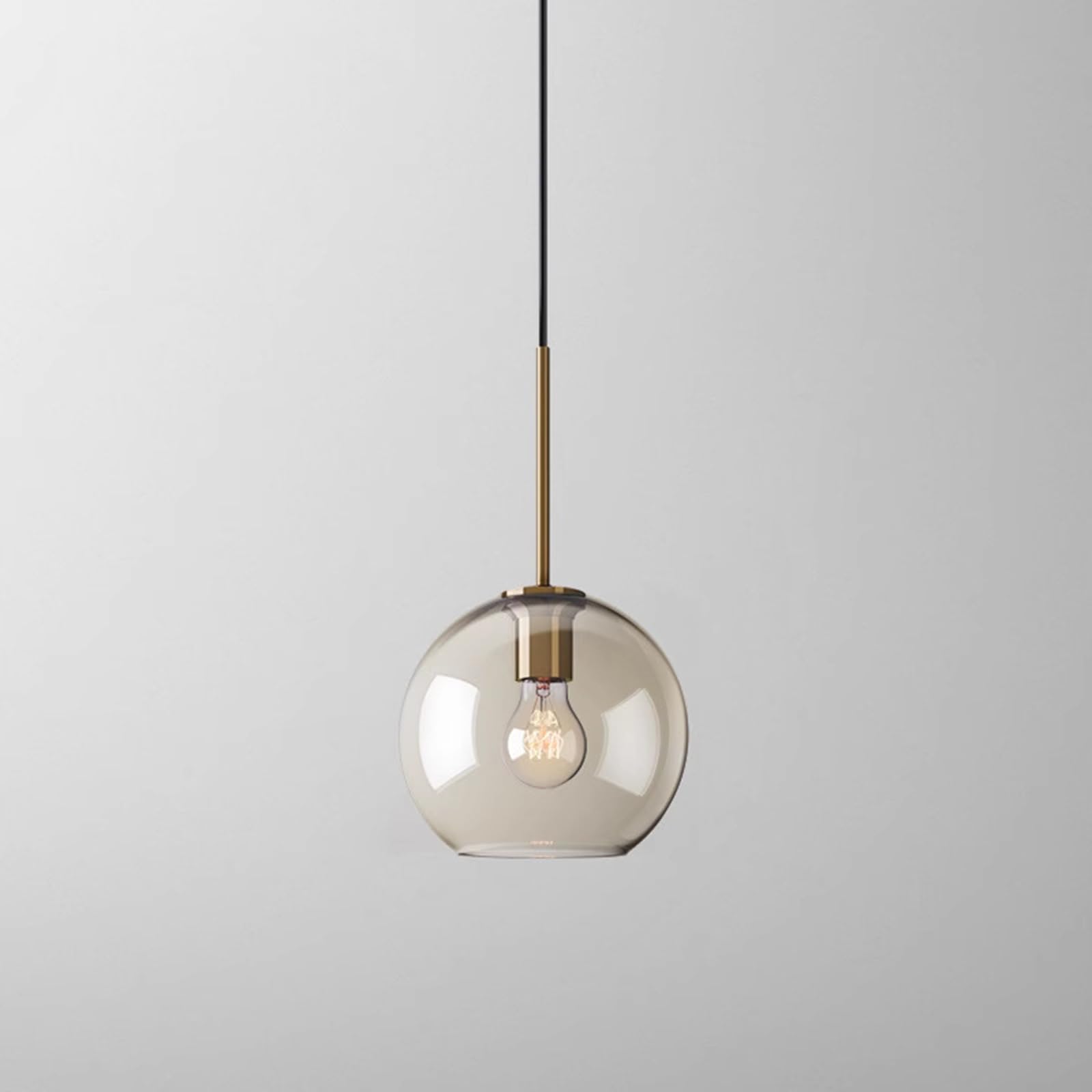 Lámpara de cristal ámbar y oro cepillado de diseño elegante para salón