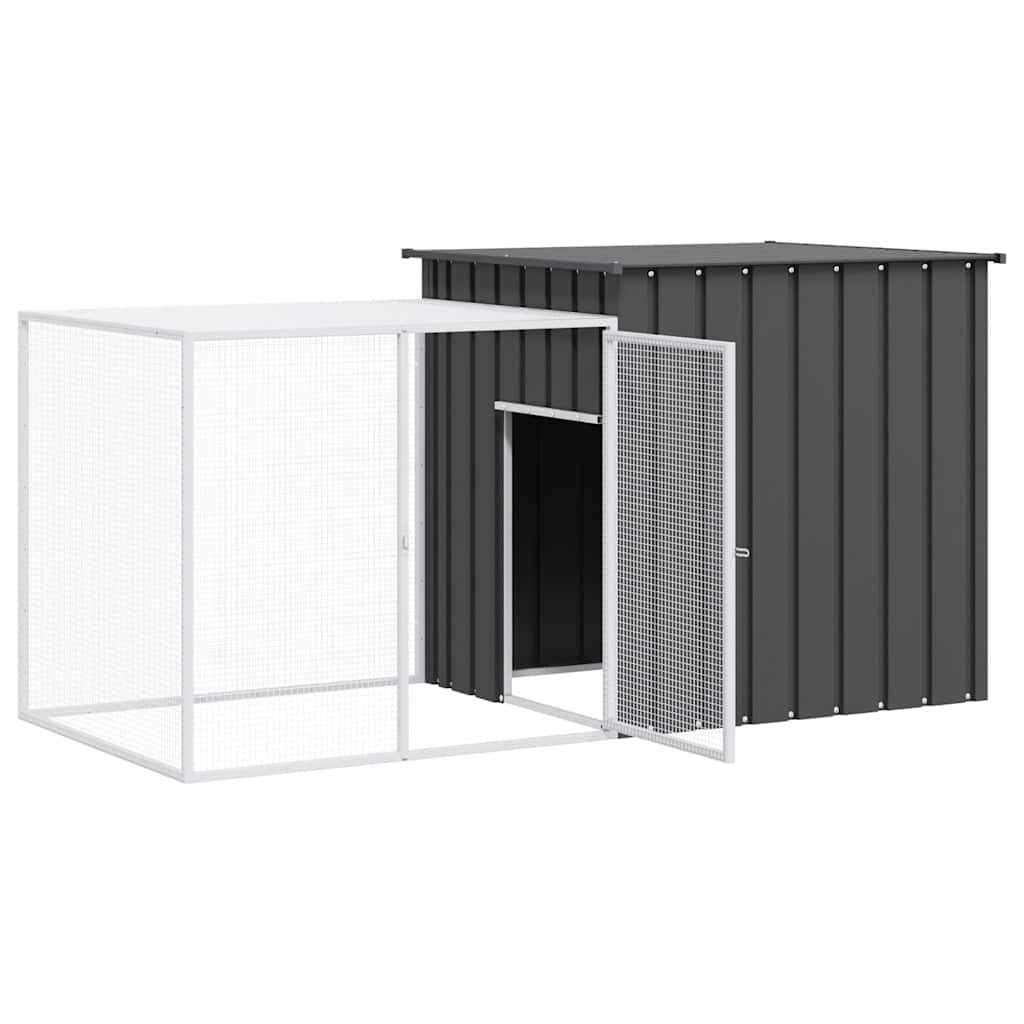 Kaninchenkäfig Anthrazit aus verzinktem Stahl 200x91x100 cm mit Flügeltür und Belüftung, vielseitiger Hasenstall für Freilauf und Schutz von Zwergkaninchen, Nagerheim für Indoor und Outdoor