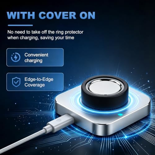 Ring 5 Cover–Compatible with Oura Ring Gen 5 Silicone Protector, Anti-Scratch Protective Case, Supports Charging Smart Ring Accessories for Men Women(2 Pack Size M Fits 9/10/11) - 5