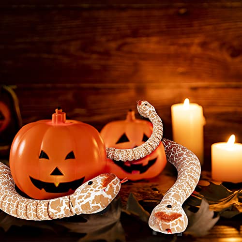 Giveme5 16" Long Rechargeable Remote Control RC Snake Toy Realistic Cobra Snake Toy Fake Snake Prank Halloween for Kids Play (Orange) - Thumbnail 6