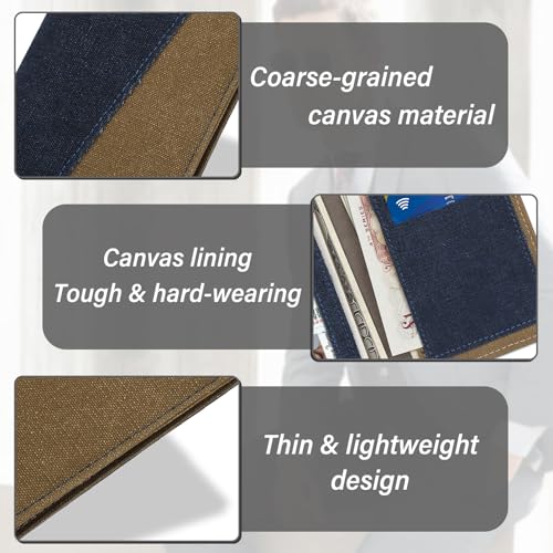 Long Wallet for Men, Large Capacity Minimalist Denim Bifold Wallet, Fashion Clutch Purse Card Holder Slim Wallet (Blue)3