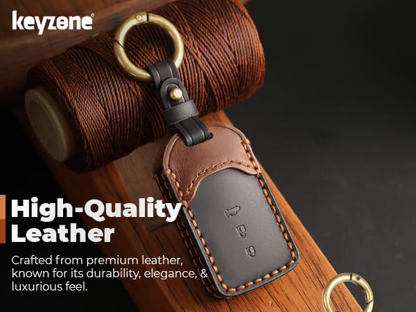 Image of keyzone dual leather key cover for Honda City, Accord, Amaze, CR-V, WR-V 3 button smart key
