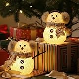JOINPAYA 2 Pcs Mini Christmas Lighted Snowman: Cute Plush Snowman Xmas Tree Hanging Ornaments for Table Decor Holiday Present