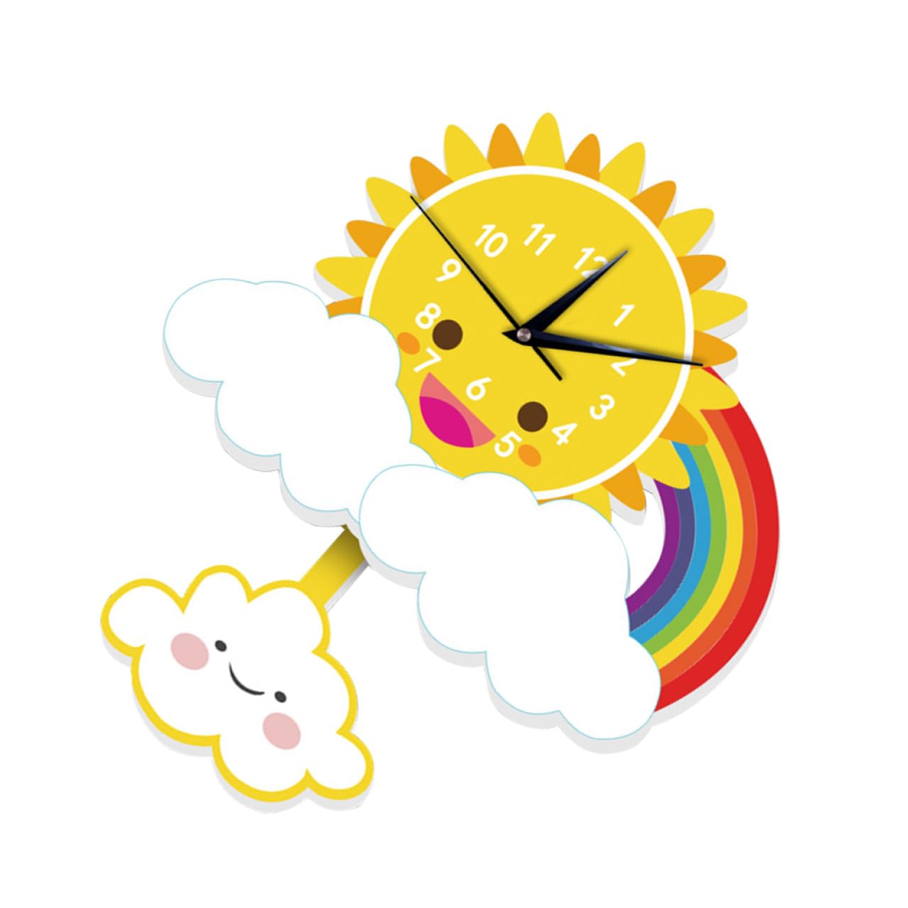 Mouvement haute précision pour cette horloge murale design soleil à balancier silencieux