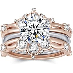 Anillo Nudo Del Amor En Oro JewelryPalace Corona Anillo Plata Mujer con 3ct Circonita, Solitario Anillo de Compromiso Plata de Ley 925 Apilable, Infinito Nudo Anillo Promesa con Diamante Simulado Oro Rosa, Conjunto para Novia 19