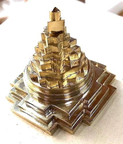 Sri Shree Meru Yantra Yantram for Manifesting Abundance, Vaastu Dosh, Chakra Balancing (2"" Pure Brass 1 Tone 3D), Gold Silver Copper, SAC550 - Image 4